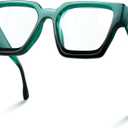 livho Oversized 99% Blue Light Glasses for Woman - Rectangle Fashion Glasses for Computer, Chic Preppy Frame - Anti Eyestrain (Dark Green Gradient)