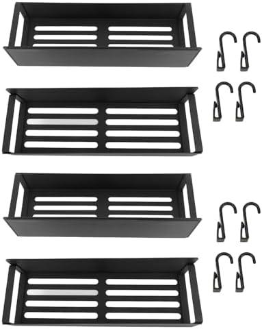 Side Refrigerator Storage Rack, Powder Coating Iron Magnetic Kitchen Shelf, Wall Mounted Rack | Refrig Side Rack | Fridge Organizer Shelf for Kitchen (4PCS), Only two hooks