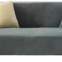 TOPCHANCES Thick Velvet Sofa Cover,Stretch Sofa Covers Slipcovers with Non Slip Elastic Straps Furniture Protector Cover, Couch Slipcover for Living Room Dogs Cat Pet (Light Gray, 2 Seater)