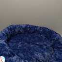 Best Friends by Sheri Original Calming Donut Dog and Cat Bed, Lux Faux Fur, Navy Blue, (23in x 23in) - Anxiety Relief for Pets Up to 25 lbs (Small)