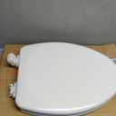 Mayfair Linden Slow Close Toilet Seat, Non Slip Heavy Duty Wood, Easy Install, Elongated, White