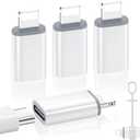 MoKo USB C to Lightning Adapter 4 Pack, Not for Audio/OTG, Lightning Male to USB C Female Adapter for iPhone 14/13/12/11/X Series, iPad/AirPods, Charging & Data Sync, with Anti-Lost Loop, White