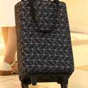 Folding Trolley Bag with Wheels Large Capacity ‎18.9x11.02x7.09in Reusable Grocery Cart for Shopping Camping Hand Pulled Design