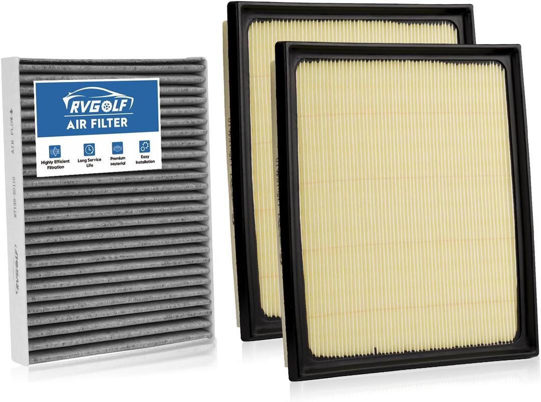 2*Engine Air Filters+1*Cabin Air Filter Fit for 2022-2025 2026 Toyota Tundra 3.5L, 2023-2025 2026 Sequoia 3.5L Engine Air Filter Replacement Accessories 17801F4010 87139-50110