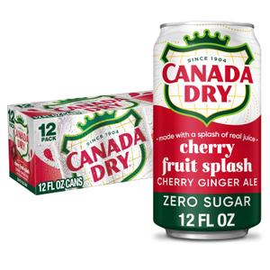 Canada Dry Zero Sugar Cherry Gingerale Fruit Splash 12oz, Pack of 12 (EXP 06/28/26)