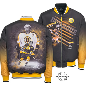 FE NHL Officially Licensed Ray Bourque Reversible Bomber Jacket Black, XXL