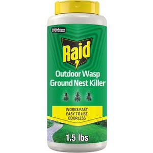 Raid Outdoor Wasp Ground Nest Killer, Dust Insecticide for Outside Household Use on Wasps, Fast-Working, Easy-to-Use and Odorless, 24 oz