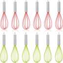 6 Sets 10 Inch Christmas Whisks Gifts DIY Fillable Christmas Tree Ornaments Xmas Colored Silicone Whisks for Cooking Heat Resistant Egg Beaters with Card Rope Bag for Candy Holder
