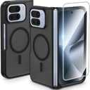 VEGO for Pixel 10 Pro Fold Case [Compatible with MagSafe][with Screen Protector] Translucent Matte Hard Cover Shockproof Drop Protection Protective Hard Phone Case for Google Pixel 10 Pro Fold - Black