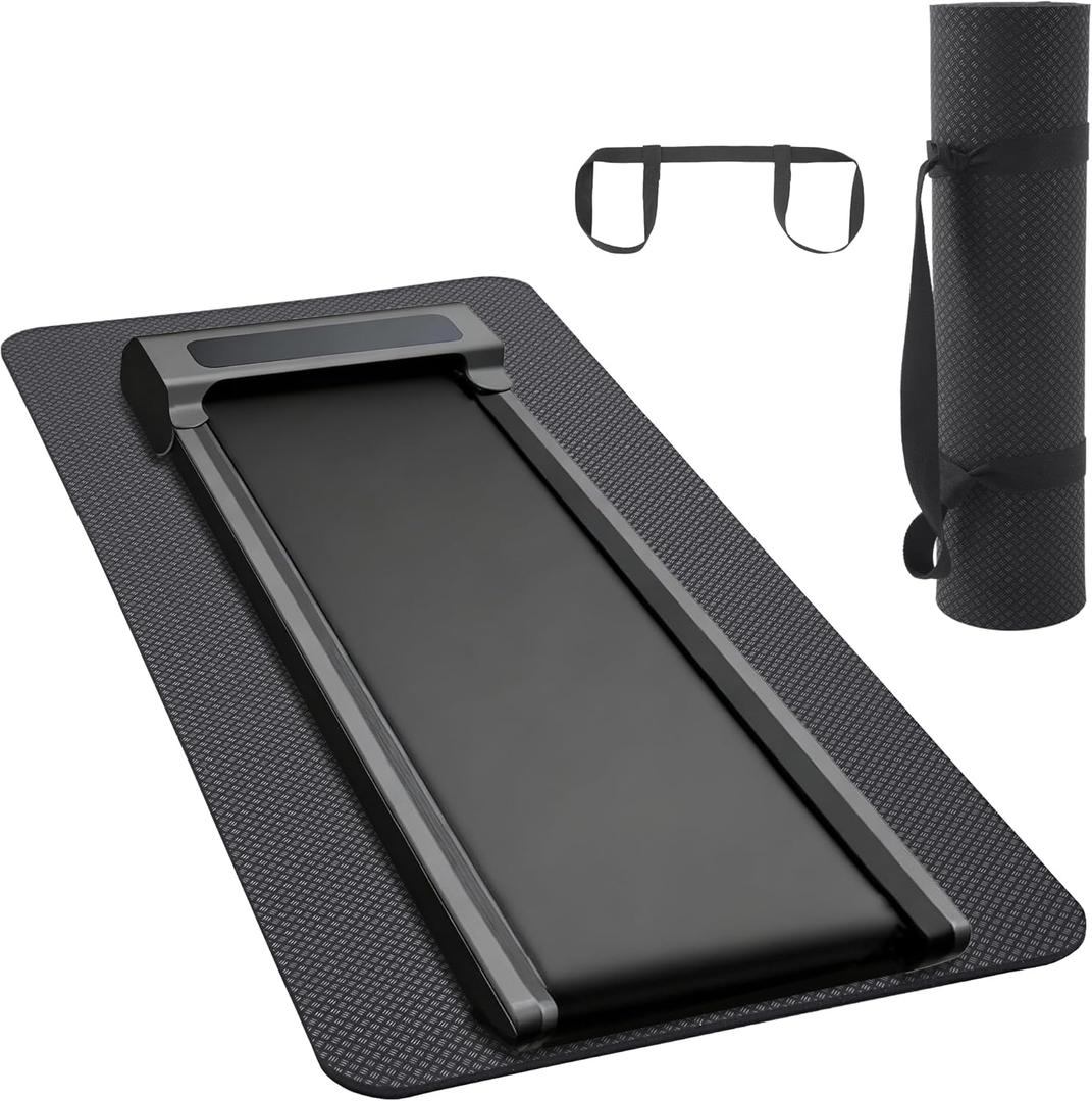 MABOZOO 0.5 Inch Walking Pad Mat, 55x24 Inch Non-Slip Treadmill Mat for Walking Pad, Treadmill, Bike, Exercise, Heavy Duty Workout Floor Protection for Carpet Floors(Black)