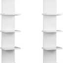 2 Pack 7 Tier Wall Shelf Unit - Lack Floating Shelf, Compact Display Floating Shelf, Vertical Column Wall Decor Mount Floating Storage Organizer Tall Tower Shelf for Bedrooms, Living Rooms
