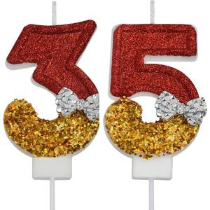 35th 53rd Birthday Candles, Red 53 35 Year Old Number Birthday Candles, Happy Birthday Party Cake Topper Decoration Gifts for Women Men