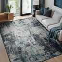 RELEANY Washable 5'x8' Abstract Area Rug for Living Room Teal Black