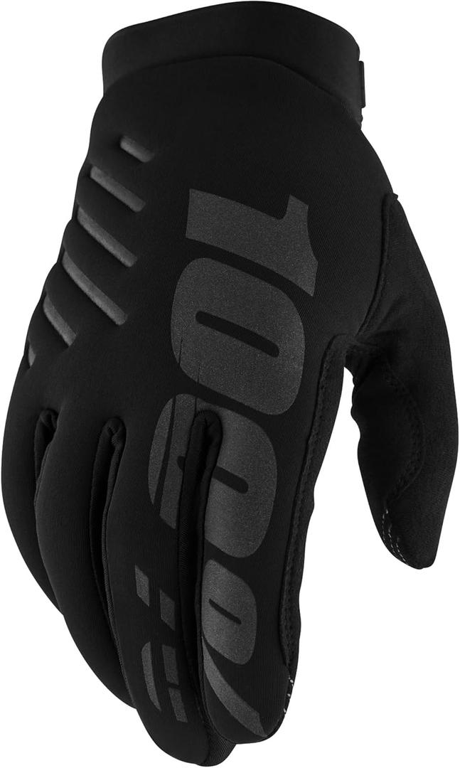 100% BRISKER Cold Weather Motocross & Mountain Bike Gloves - Warm Winter MTB & MX Powersport Racing Protective Gear (Large, Black)