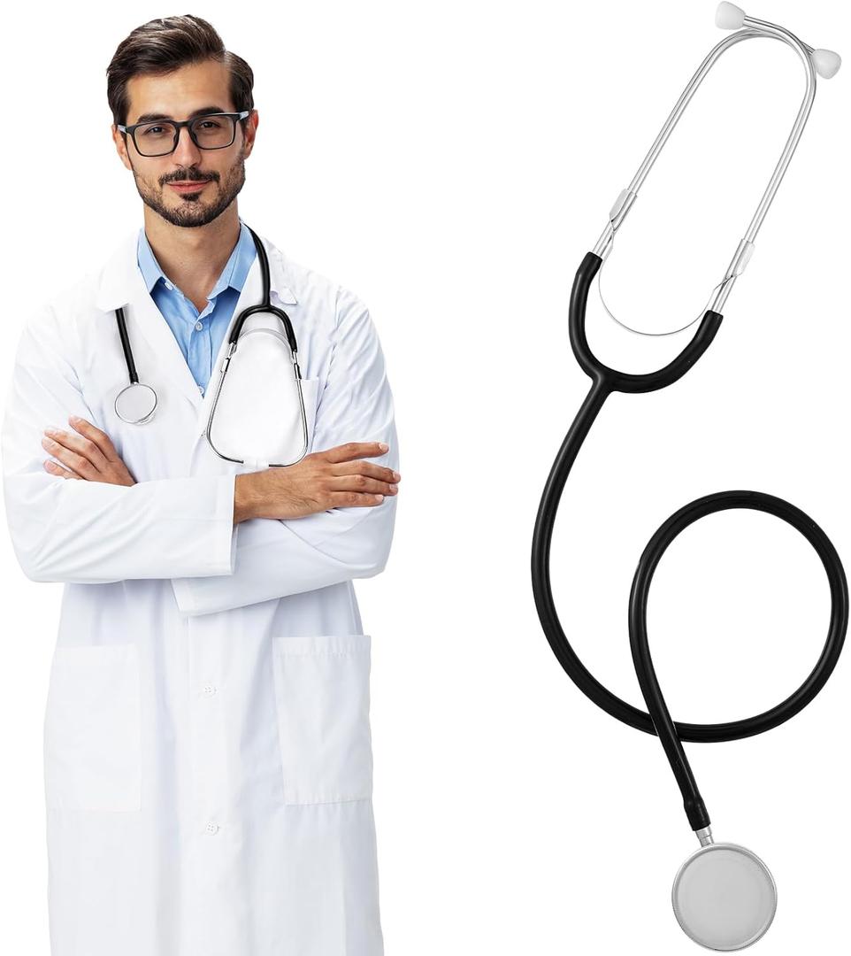 Women Men Doctor Lab Coat Costume Set Halloween Cosplay White Scientist Coat with Dual Head Stethoscope, Adults Unisex (3X-Large)