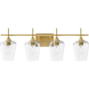 VONLUCE Bathroom Vanity Light, 4 Light Bathroom Light Fixture Over Mirror, Bathroom Wall Lamp with Clear Glass, Modern Gold Vanity Lighting fixtures for Bathroom, Bedroom, Hallway VONLUCE Bathroom Vanity Light, 4 Light Bathroom Light Fixture Over Mirror, Bathroom Wall Lamp with Clear Glass, Modern Gold Vanity Lighting fixtures for Bathroom, Bedroom, Hallway