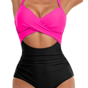 Eomenie Women's One Piece Swimsuits Tummy Control Cutout High Waisted Bathing Suit Wrap Tie Back 1 Piece Swimsuit 2XL