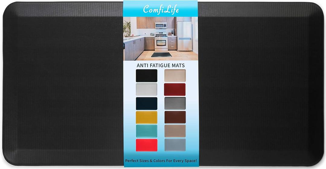 ComfiLife Anti Fatigue Floor Mat  3/4 Inch Thick Kitchen Mats for Floor, Standing Desk Mat, Kitchen Rug  Comfort at Home, Office  Durable  Stain Resistant  Non-Slip Bottom (20" x 39", Black)