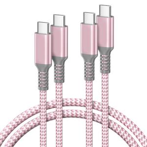 Basesailor USB Type C to C 100W Cable 10ft/2 Pack,Power Delivery Fast Charging Charger Cord for MacBook Mac,iPad Pro 11 12.9 Air 4 5 Mini 6,Samsung Galaxy Note 20 S23 S21 S22 Plus Ultra,A71 A72 A73 (Pink)