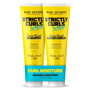 Marc Anthony Strictly Curls 3x Moisture Deep Shampoo & Conditioner for Curl Defining & Anti Frizz - Shea Butter, Marula Oil, Aloe & Coconut Oil - Sulfate Free Color Safe for Dry Damaged Curly Hair (8.4 Fl Oz (Pack of 2))