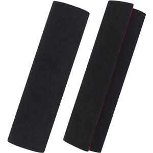 Alcantara Material Seat Belt Cover Pad, Car Seat Belt Pads Cover, 10.6 in (27cm) for a More Comfortable Driving Compatible with All Cars and Backpack, 2 Pack, Black