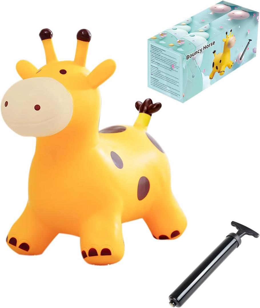 Bouncy Inflatable Giraffe Horse - Bouncy Pals Hopping Toy with Pump for Ages 1-8 Years - Ideal Children's Gift and Birthday Present