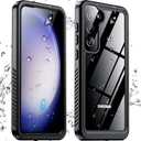 Temdan for Samsung Galaxy S23 Case,Waterproof Built-in Lens & Screen Protector[Full Body Shockproof][12 FT Military Drop Proof][Dustproof][IP68 Underwater] Case for Galaxy S23 5G 6.1-Black/Clear