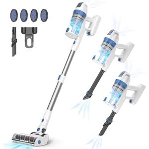 TMA Cordless Vacuum Cleaner,38Kpa Stick Vacuum Cleaner for Home Up to 55 mins,450W Brushless Motor,3h Quick Charge Detachable Battery,Lightweight Handheld Vacuum with LED for Pet Hair/Carpet/Hardwood