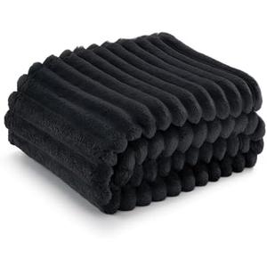 Bedsure GentleSoft Black Throw Blanket for Couch - Cozy Soft Blankets for Women, Cute Small Fleece Throws for Girls, 50x60 Inches