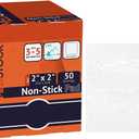 MEDSTOCK Non-Stick Pad, 2"x2" (Pack of 50), Gauze Pad Dressing, Non-Stick Wound Care, Surgical Grade, Fragile Tissue Protection, High Absorption, Porous Film Skin Contact Layer, Non Woven Fabric