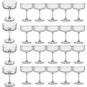Martini Glasses Set of 24,Vintage Champagne Cocktails Glasses,10.5 Ounces Large Clear Ribbed Coupe Drinking Wine Glasses Goblet,Margarita Glasses for Bar,Dessert,Cocktail Glassware Gift Set Luxury