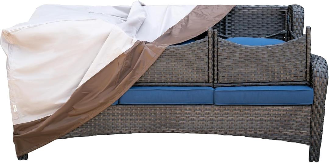 ovios Patio Furniture Covers Waterproof, Outdoor Furniture Cover for 3-Seater Sofa and Ottomans, Sectional Sofa Couch Chair Table Cover General Purpose Cover, 73.2" L*37" W*34" H, Beige-Brown (73" L x 37" W x 34" H)