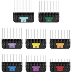Andis 561475 Premium Clip Animal Comb Set – Built with Plastic, Includes 8 Color Coded Combs of Different Sizes, Attach Comb, All Coat Types, Multicolor
