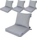 Deep Seat Cushions, Outdoor Cushions, Patio Furniture Cushions, Deep Seat & Back Cushion Patio Cushions for Backyard Couch Sofa Fade Resistant (24x24x4 inches 4 Sets, Light Grey)