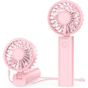 Sham Sham Foldable Handheld Fan, 2000mAh & Ultra-Portable | Dual Turbo Airflow Cools 40% Faster | 12H Runtime & 4 Speeds | for Travel, Outdoor, Office Use (Orchid Pink)
