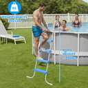 Threlaco 52 Inch Above Ground Pool Ladder 4 Step Steel Frame Swimming Pool Entry Exit Ladder Non Slip Metal Frame Steps, Weight Capacity 300lbs(White and Blue)