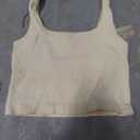 Artfish Women's Scoop Neck Sleeveless Knit Ribbed Fitted Casual Crop Tank Top (Small, Beige Tan)