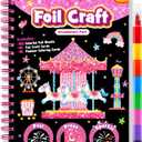 FUNNYB&G Foil Art Craft Kit for Girls 4-10 Years Old: Mess-Free & No-Glue, Create 16 Sparkly Amusement Park Pictures Perfect Travel Toy & Birthday Gift for Kids Amusement Park