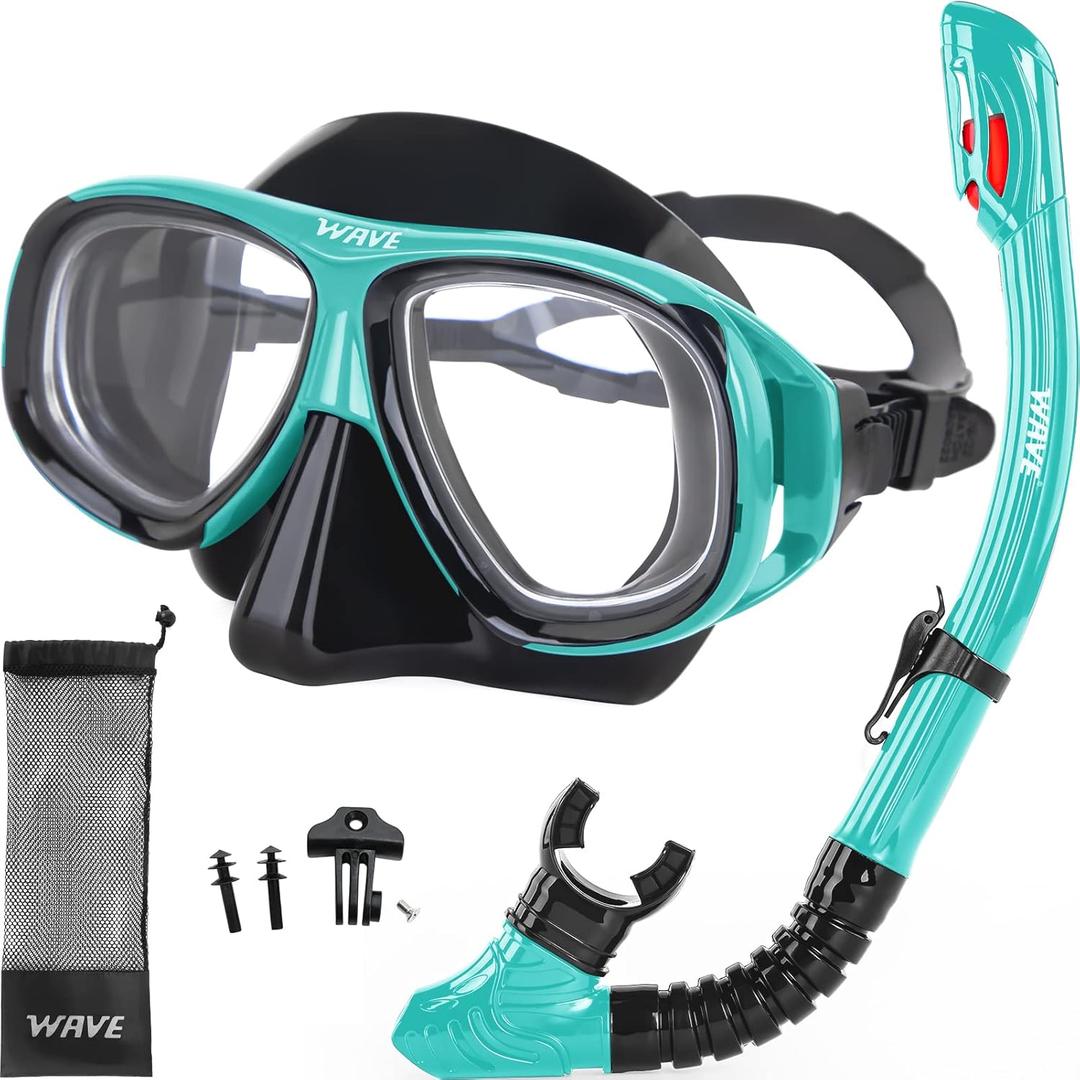 Nearsighted Snorkel Gear, Nearsighted Dry Snorkel Mask Set for Adult Youth, Nearsighted Anti Fog Diving Mask with Detachable Camera Mount & Adjustable Strap for Scuba Diving, Snorkeling, Freediving (-2.5)
