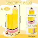 12 Pcs School Theme Party Popcorn Boxes Treat Candy Goodie Boxes Pencil Shape Cardboard Popcorn Bucket Containers for School Treacher Classroom Party Supplies