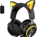 SOMIC GS510 Cat Ear Headset Wireless Gaming Headphones for PS5/ PS4/ PC, Cute Headset 2.4G with Retractable Mic, 7.1 Stereo Sound, 8Hrs Playtime, RGB Lighting (Xbox Only Work in Wired Mode)