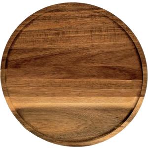 PINXIURY 15.7 Inch Round Wooden Decorative Serving Tray for Coffee Table and Home Decor, Round Wood Tray for Table Centerpiece, Small Candle Tray, Acacia, Appetizer Charcuterie Board