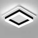 Square Modern Led Ceiling Light Fixture, 24W Black Flush Mount Hallway Ceiling Light Small Close to Ceiling Lamp for Living Room Bedroom Kitchen Balcony Cloakroom (Cool White, 6000K) (1 Pack)