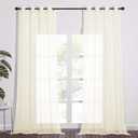 NICETOWN Sheer Curtain Panels 96 inch Cream Beige - Window Treatments Voile Panels with Eyelet Top for Living Room (One Pair, W54 x L96)