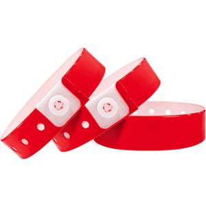Plastic Party Red Wristbands-100 Pack Colored Vinyl Wristbands for Events-Waterproof Lightweight Security Wrist Bands for Bar Club Festival Music Meeting