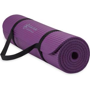 Gaiam Essentials 2/5" Thick (10mm) Yoga & Pilates, Fitness & Exercise Mat with Easy-Cinch Carrier Strap Cusion Support For Fitness and Gym Workouts