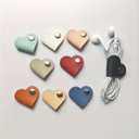 10pcs Data Cable Organizer, Leather Heart Shape, Headphone Storage, Winder, Anti-Lost, Multi-Color Cable Organizer