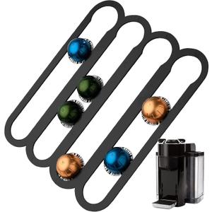 IMPRESA Coffee Pod Holder - Compatible with Nespresso VertuoLine Pods - Black Plastic 20-Capsule Capacity 14 x 11.75 In - Pre-Applied Strips - Under Cabinet Adhesive Capsule Organizer