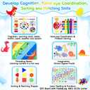Esjay Toddler Busy Board Montessori Toys for Boys Girls, Sensory Book Educational Activities for Learning Fine Motor Skills, Birthday Gifts for Toddlers, Travel Toys for Airplane Car, White Dinosaur