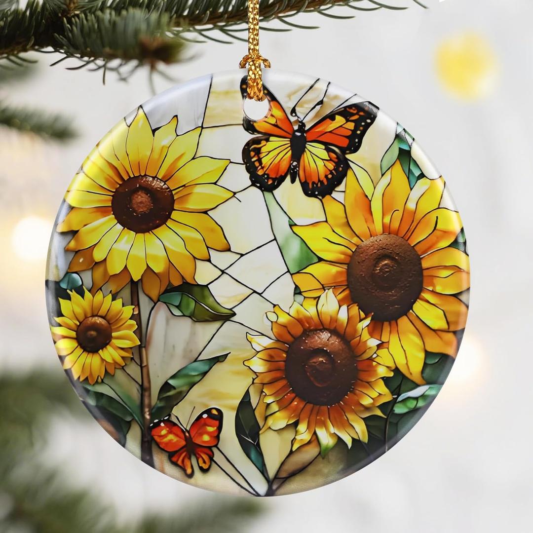 Christmas Ornaments, Dodosky 2.8in Ceramic Hanging Ornament, Xmas Decor, Christmas Tree Ornaments, Xmas Decorations for Tree, Holiday Ornament, Gifts for Butterfly Lovers, Gifts for Women